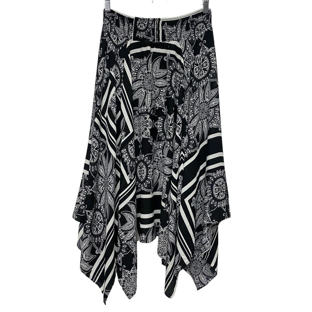 Y2K Style‎ Black White Fairy Grunge Hippie Fairycore Asymmetric Midi Skirt Stage